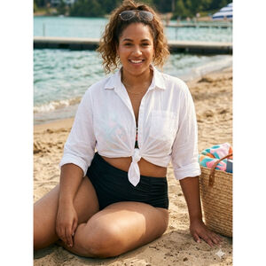 Women's BLOOMCHIC Black High-Waisted Bikini Bottom Plus Size 22